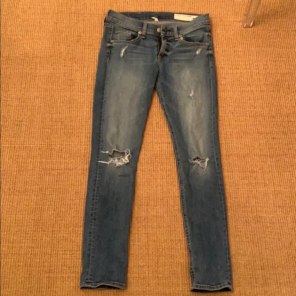 Rag&bone skinny blue jeans with rips